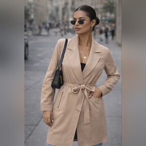 Express Long Beige Trench Coat Cardigan